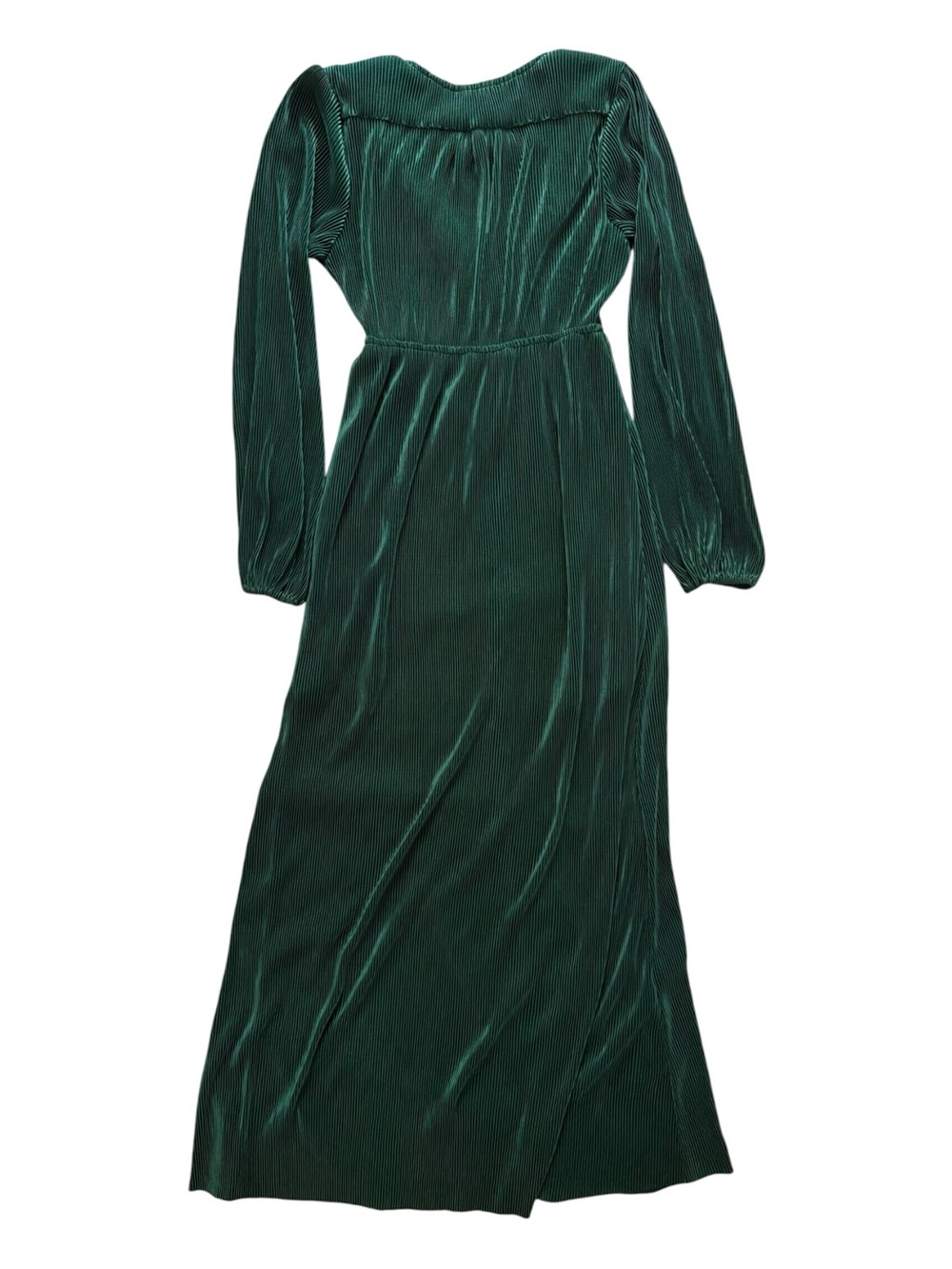 Baltic Born Emerald Green Pleated Maxi Dress Womens Small Long Sleeve - Picture 7 of 8